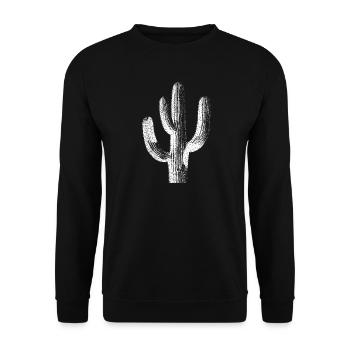 Kaktus-Pinselstrich-Silhouette - Unisex Pullover - Schwarz - Vorne - Alina (178cm) & Michal (187cm)