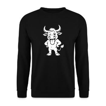 Lustiger Stier frech Kuh lustig Zunge rausstrecken - Unisex Pullover - Schwarz - Vorne - Alina (178cm) & Michal (187cm)