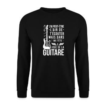 J Ai Peut Etre L Air De T Ecouter Mais Dans Ma ... - Sweat-shirt Unisexe - noir - Devant - Alina (178cm) & Michal (187cm)