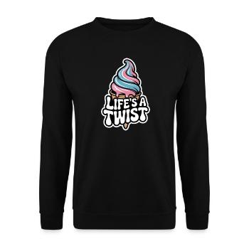  Lifes A Twist Softeis Waffel Rosa Blau Sommer - Unisex Pullover - Schwarz - Vorne - Alina (178cm) & Michal (187cm)