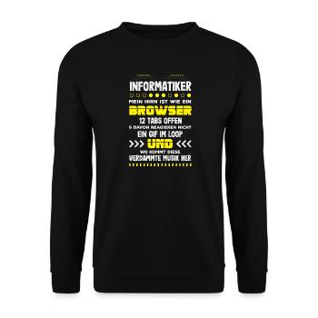 Informatiker Hirn Browser - Unisex Pullover - Schwarz - Vorne - Alina (178cm) & Michal (187cm)