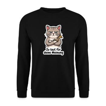 Trompete Trompeter Katze Blechbläser T-Shirt - Unisex Pullover - Schwarz - Vorne - Alina (178cm) & Michal (187cm)