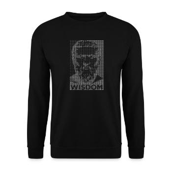 Aristoteles ASCII-Porträt - Unisex Pullover - Schwarz - Vorne - Alina (178cm) & Michal (187cm)
