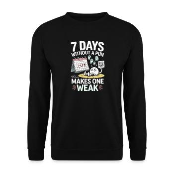7 Tage ohne Wortspiel macht einen schwachen lustigen Wortspiel-Geschenk - Unisex Pullover - Schwarz - Vorne - Alina (178cm) & Michal (187cm)