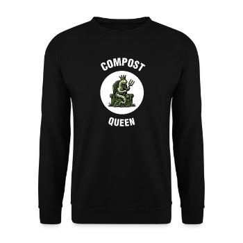 Compost Queen Regenwurm-Garten - Unisex Pullover - Schwarz - Vorne - Alina (178cm) & Michal (187cm)