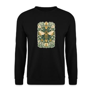 Jugendstil-Honigbiene im Blumenrahmen - Unisex Pullover - Schwarz - Vorne - Alina (178cm) & Michal (187cm)