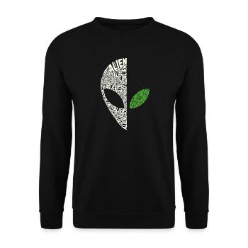 Alien Kalligramm – Halber Grey Kopf - Unisex Pullover - Schwarz - Vorne - Alina (178cm) & Michal (187cm)