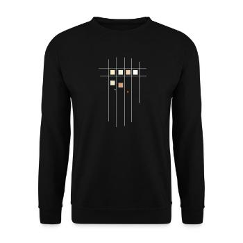 Minimal Abstrakt Muster - Unisex Pullover - Schwarz - Vorne - Alina (178cm) & Michal (187cm)