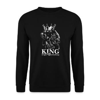 DEUTSCH LANGHAAR King of everything Hund Wilsigns - Unisex Pullover - Schwarz - Vorne - Alina (178cm) & Michal (187cm)