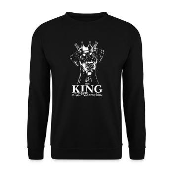 German Pinscher King of everything Wilsigns - Unisex Sweatshirt - black - Front - Alina (178cm) & Michal (187cm)