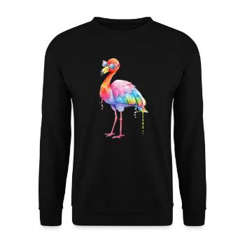 Colorful cool flamingo with sunglasses - Unisex Sweatshirt - black - Front - Alina (178cm) & Michal (187cm)
