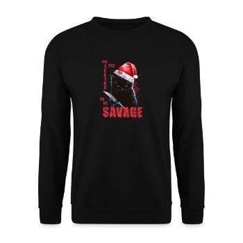 C’est la saison des sauvages | Foutu chat de Noël - Sweat-shirt Unisexe - noir - Devant - Alina (178cm) & Michal (187cm)