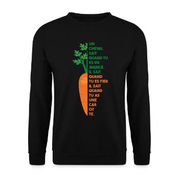 Carotte Chevaux - Sweat-shirt Unisexe - noir - Devant - Alina (178cm) & Michal (187cm)