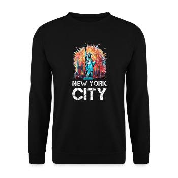 Happy New Year with fireworks in New York - Unisex Sweatshirt - black - Front - Alina (178cm) & Michal (187cm)