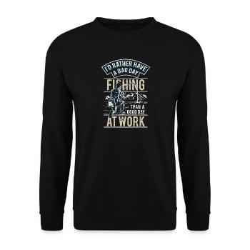 FISHING - lustiges Angler Shirt Vatertag Geschenk - Unisex Pullover - Schwarz - Vorne - Alina (178cm) & Michal (187cm)