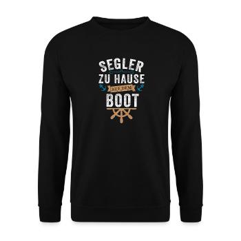 Segler Boot Segeln Anker Kapitän Sprüche Geschenk - Unisex Pullover - Schwarz - Vorne - Alina (178cm) & Michal (187cm)