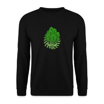 Spinat Vegan vegetarisch Vegetarier Geschenk - Unisex Pullover - Schwarz - Vorne - Alina (178cm) & Michal (187cm)