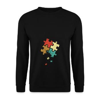 Autismus Retro Color Puzzle - Unisex Pullover - Schwarz - Vorne - Alina (178cm) & Michal (187cm)