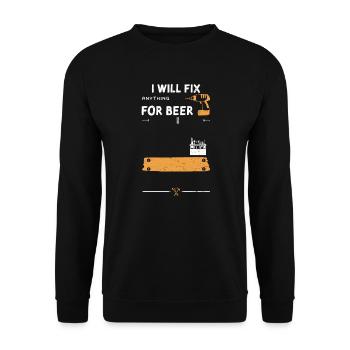 I Will Fix Anything For Beer - Unisex Pullover - Schwarz - Vorne - Alina (178cm) & Michal (187cm)