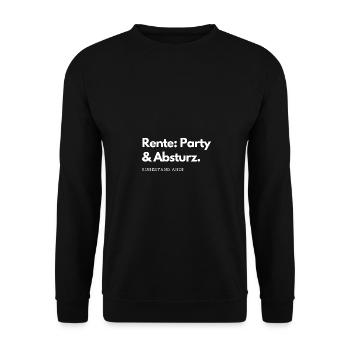 Rente: Party & Absturz - Unisex Pullover - Schwarz - Vorne - Alina (178cm) & Michal (187cm)