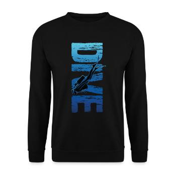 Dive Vertical Text Vintage Scuba Diver - Unisex Sweatshirt - black - Front - Alina (178cm) & Michal (187cm)