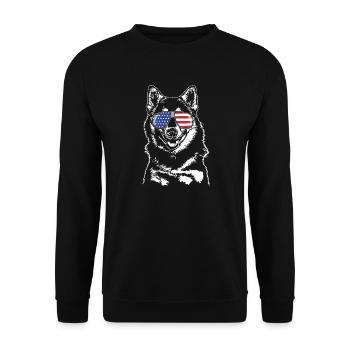 Pomsky America Flag Lunettes de soleil Chiens Wilsigns - Sweat-shirt Unisexe - noir - Devant - Alina (178cm) & Michal (187cm)