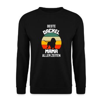 Hundebesitzer Mama Retro Muttertag Geschenk Dackel - Unisex Pullover - Schwarz - Vorne - Alina (178cm) & Michal (187cm)