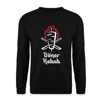Döner Kebab Dürum Geschenk - Unisex Pullover - Schwarz - Vorne - Alina (178cm) & Michal (187cm)