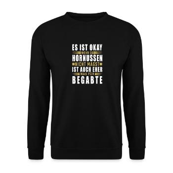 Es ist okay wenn DU Hornussen nicht magst - Unisex Pullover - Schwarz - Vorne - Alina (178cm) & Michal (187cm)