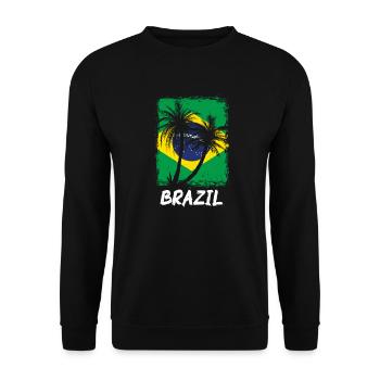 Brasilien Flagge Brasilianische Fahne Südamerika - Unisex Pullover - Schwarz - Vorne - Alina (178cm) & Michal (187cm)
