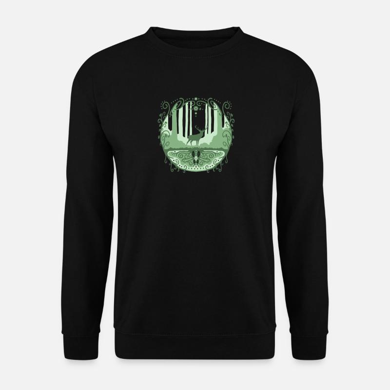 Hirsch im fantastischen Wald - Unisex Pullover - Schwarz