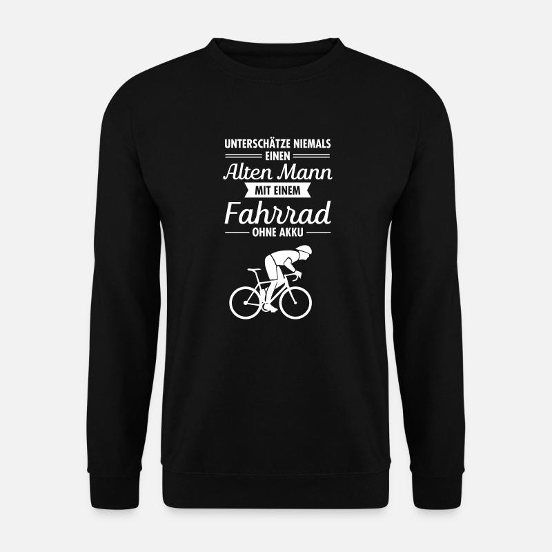 Alter Mann Mit Fahrrad Ohne Akku - Unisex Pullover - Schwarz