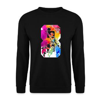 8E ANNIVERSAIRE BASKET-BALL NUMÉRO 8 - Sweat-shirt Unisexe - noir - Devant - Alina (178cm) & Michal (187cm)