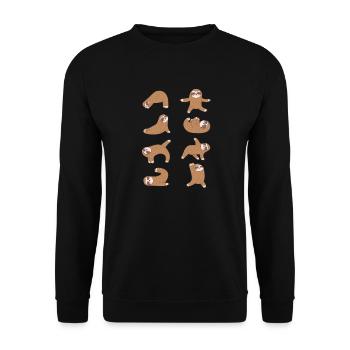 Yoga Sloth - Unisex Pullover - Schwarz - Vorne - Alina (178cm) & Michal (187cm)