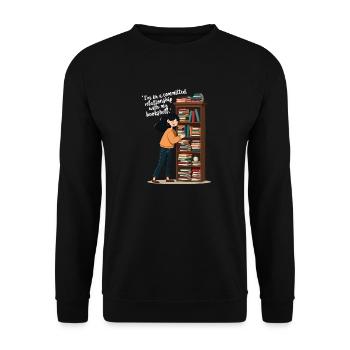 Bookworm bookworm on a bookshelf - Unisex Sweatshirt - black - Front - Alina (178cm) & Michal (187cm)