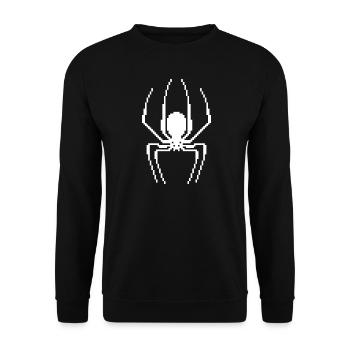 G33 Pixel Spider in Weiß - Unisex Pullover - Schwarz - Vorne - Alina (178cm) & Michal (187cm)