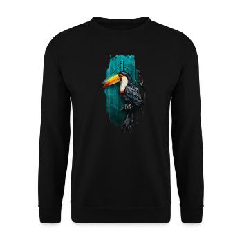 Colorful Toucan Bird in Tropical Paradise - Unisex Sweatshirt - black - Front - Alina (178cm) & Michal (187cm)