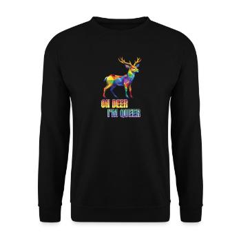 Oh Deer I'm Queer - Unisex Pullover - Schwarz - Vorne - Alina (178cm) & Michal (187cm)