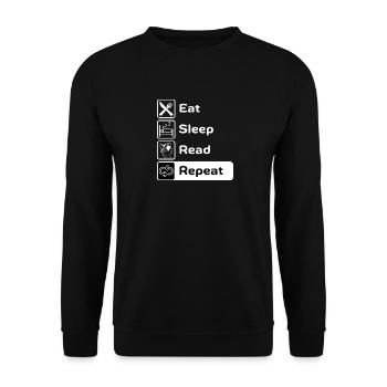 Manger Dormir Lire Répéter - Sweat-shirt Unisexe - noir - Devant - Alina (178cm) & Michal (187cm)