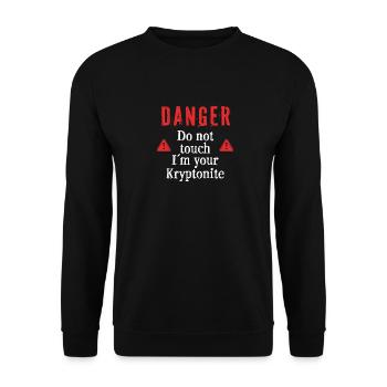 Nicht berühren ich bin Dein Kryptonit - Unisex Pullover - Schwarz - Vorne - Alina (178cm) & Michal (187cm)