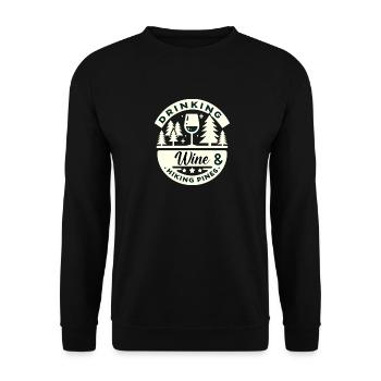 Weintrinken und Kiefernwandern - Unisex Pullover - Schwarz - Vorne - Alina (178cm) & Michal (187cm)