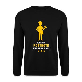 Postbote Zusteller Briefträger Outfit Geschenk - Unisex Pullover - Schwarz - Vorne - Alina (178cm) & Michal (187cm)