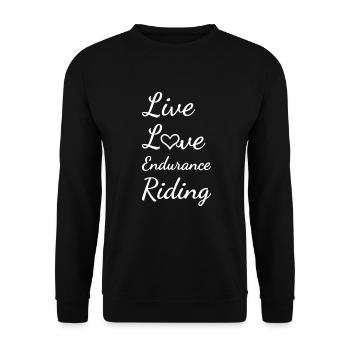 Rider Live Love Endurance Riding - Unisex Pullover - Schwarz - Vorne - Alina (178cm) & Michal (187cm)