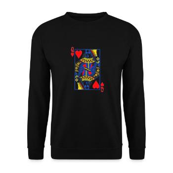 Spielkarte Herz Dame - Unisex Pullover - Schwarz - Vorne - Alina (178cm) & Michal (187cm)