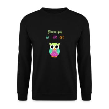 chouette - Sweat-shirt Unisexe - noir - Devant - Alina (178cm) & Michal (187cm)