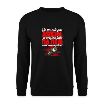 "Pas asocial moto" t-shirt humour motarde - Sweat-shirt Unisexe - noir - Devant - Alina (178cm) & Michal (187cm)