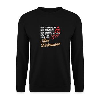 Dobermann - Mein - Unisex Pullover - Schwarz - Vorne - Alina (178cm) & Michal (187cm)