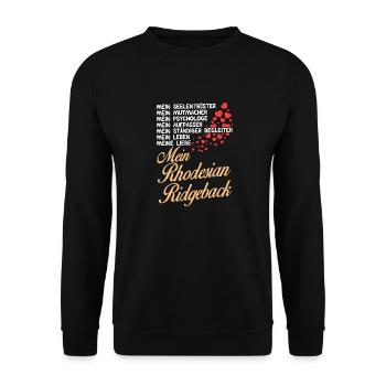 Rhodesian-Ridgeback- Mein - Unisex Pullover - Schwarz - Vorne - Alina (178cm) & Michal (187cm)