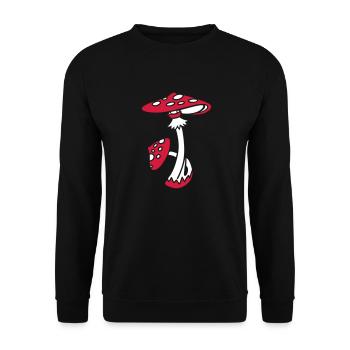 Fliegenpilz, Pilze, Magic Mushrooms, Psychedelic - Unisex Pullover - Schwarz - Vorne - Alina (178cm) & Michal (187cm)