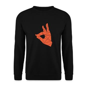Schweigefuchs im orangenem Design - Unisex Pullover - Schwarz - Vorne - Alina (178cm) & Michal (187cm)